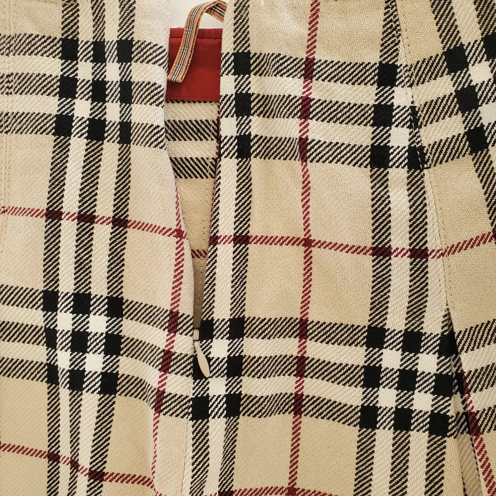 Burberry Blue Label Pleated Knee-Length Classic Nova Check Cotton Skirt